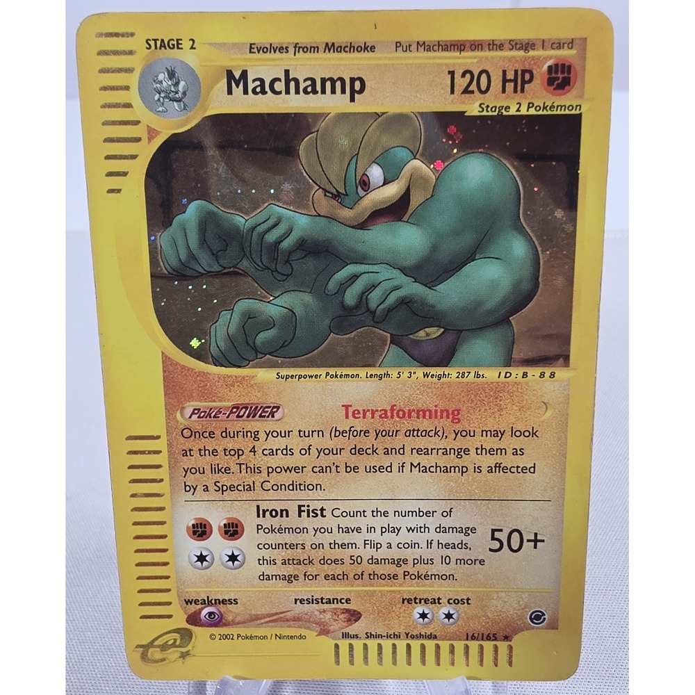 Pokemon TCG 2002 Expedition Base Set Machamp 016/165 Holo Rare 120 HP